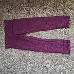 Lululemon Wunder Under Crop III Teeny Tooth Deep Fuchsia Black Leggings Size 4